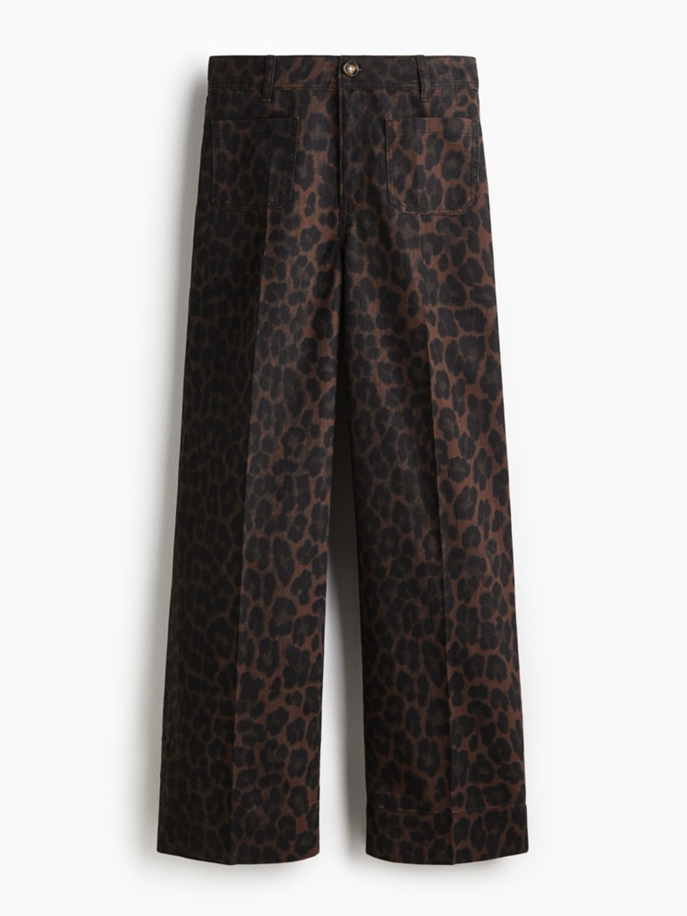 H&M Wide Leg Jeans in Brown Leopard Print